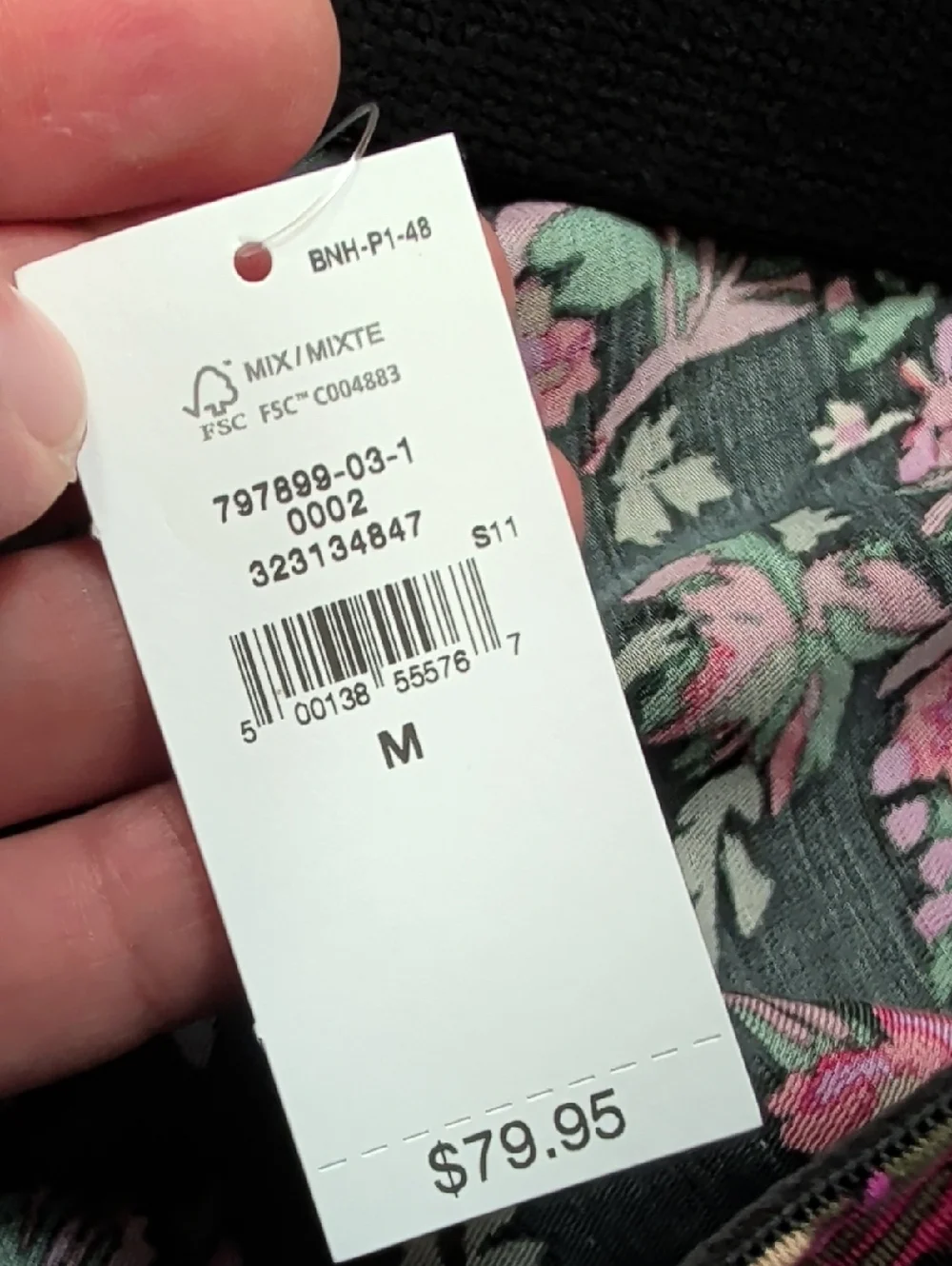 GAP Black Pull On Maxi Slip Skirt with Pink Black Floral Print